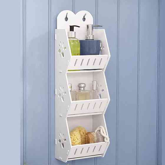 Белая полка для ванной комнаты, удобный органайзер для косметики и шампуней, 55×17×12 см Каменец-Подольский