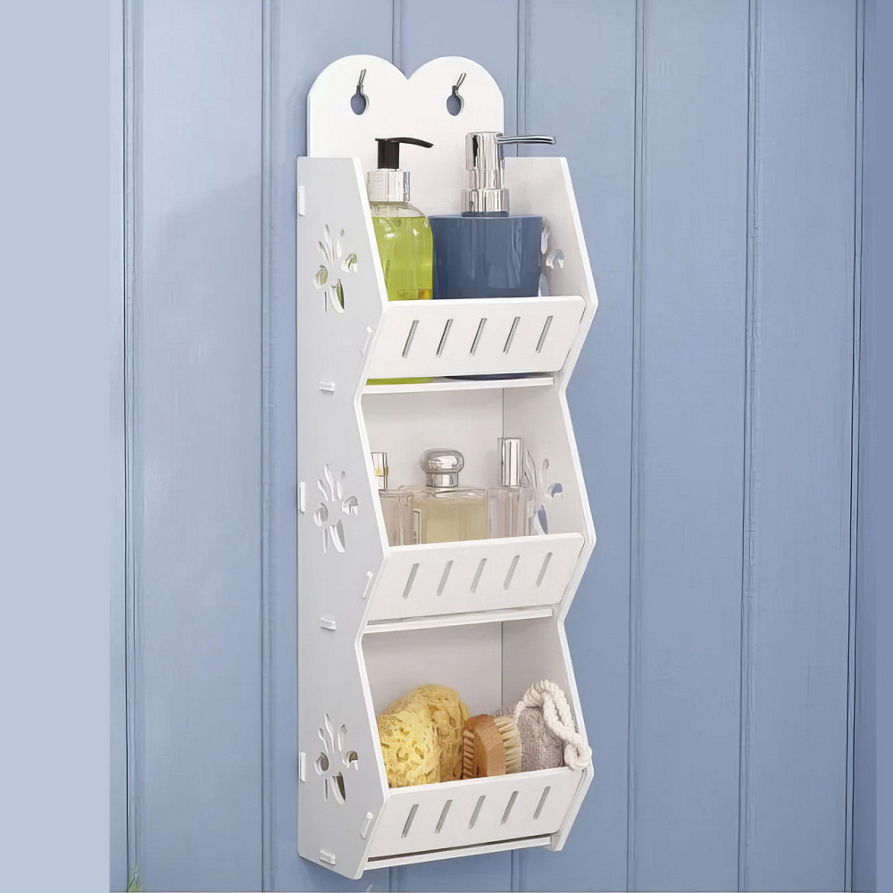 Біла полиця для ванної кімнати, зручний органайзер для косметики і шампунів, 55×17×12 см Кам'янець-Подільський - фото 1