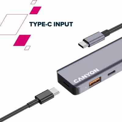 Концентратор Canyon hub DS-18 5in1 USB-C Grey (CNS-TDS18) Вінниця