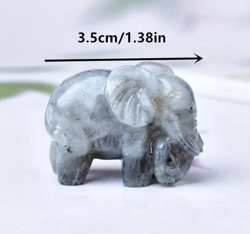 Мини-фигурка хрустального слона из натурального камня обсидиана 35 мм. Киев - изображение 3