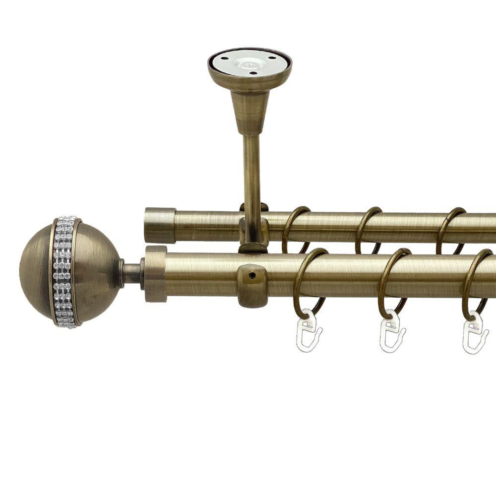 Карниз Orvit Авея металевий дворядний відкритий до стелі гладка труба кільце металеве Антик 25\19 мм 300 см (00-00018567) Львів - фото 1