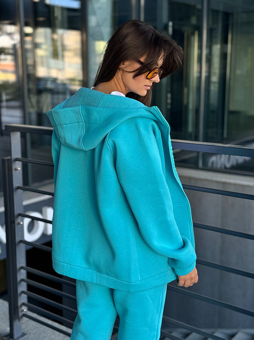 Теплий спортивний костюм жіночий на блискавці Блакитний 50/52 Харків - фото 3