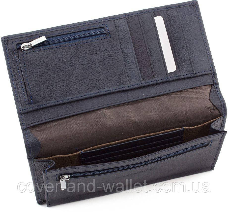 Стильний чоловічий шкіряний купюрник синього кольору ST Leather Київ - фото 8