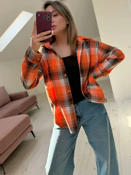 Женская фланелевая рубашка в клетке с свободной посадкой 42-60 Одесса - изображение 1