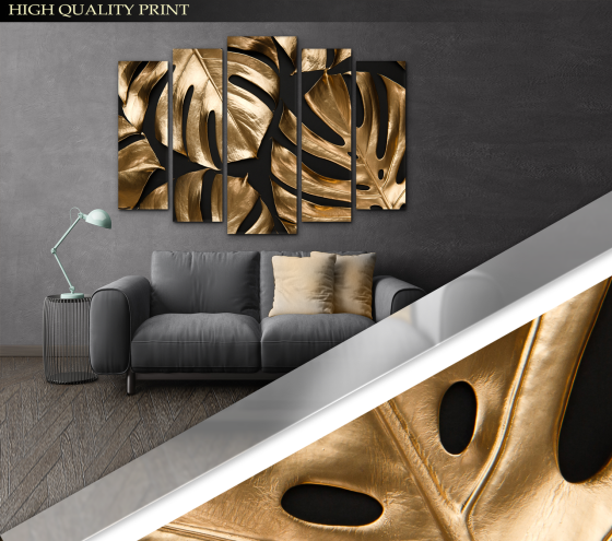 Модульна картина у вітальню / спальню Золоті листя Art-426_5 ( 80х118см ) Київ