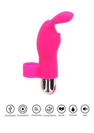 Вібратор на палець для клітора у вигляді кролика Toy Joy Bunny Pleaser Rechargeable рожевий Sex Aura Київ