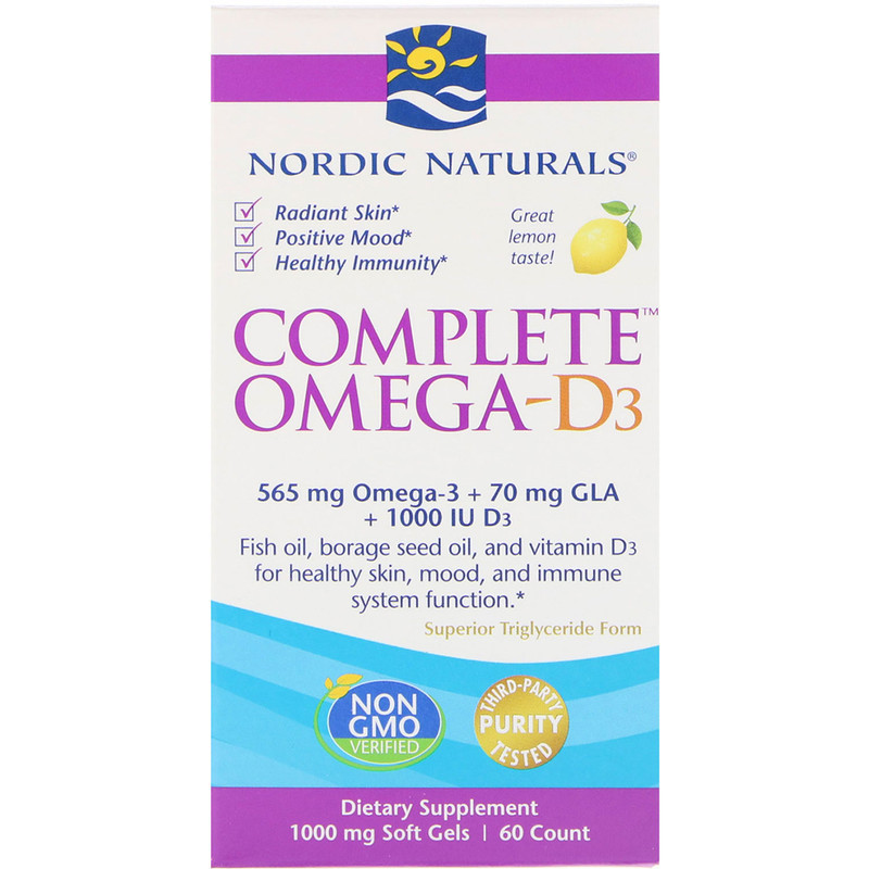 Омега 3 6 9 + Д3  Nordic Naturals Complete Omega-D3 1000 мг 60 капсул Лимон Киев - изображение 1