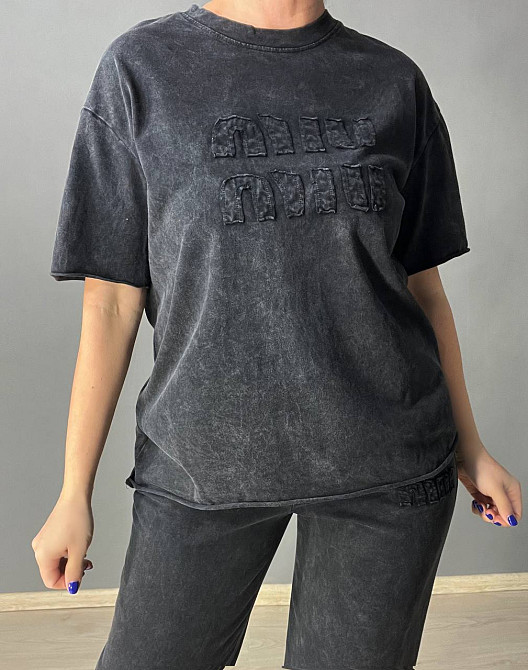 Костюм жіночий YUJIE YISHANG 7401 футболка з брюками тай-дай вишивка чорний, чорний, M Київ - фото 14