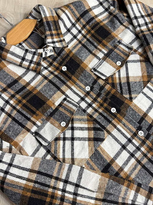 Сорочка жіноча YZY 223 картата оверсайз тепла байка, бежевий, one size Київ - фото 7