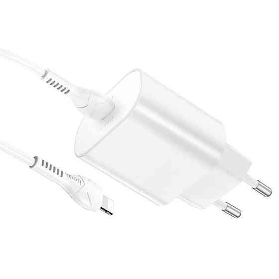 Мережевий зарядний пристрій з кабелем HOCO N22 Jetta PD25W charger set (Type-C to iP)(EU) White Одеса