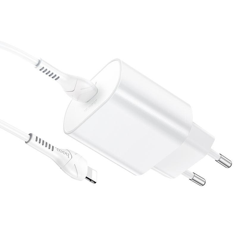 Мережевий зарядний пристрій з кабелем HOCO N22 Jetta PD25W charger set (Type-C to iP)(EU) White Одеса - фото 3