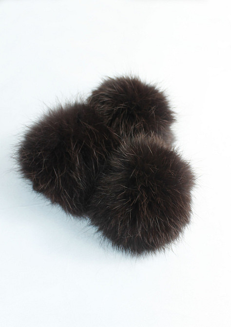 Хутряний бубон на шапку з кролика 7-8 см Шоколадний Харків - фото 1