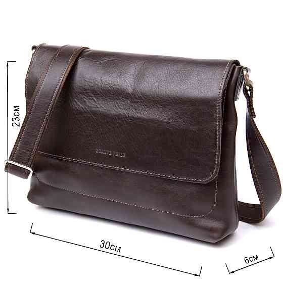 Шкіряна чоловіча сумка GRANDE PELLE 11430 Коричневий Київ