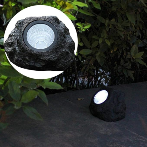 Садовий світильник на сонячній батареї Garden Light Stone: декоративний ліхтар-камінь для газону та доріжок Одеса