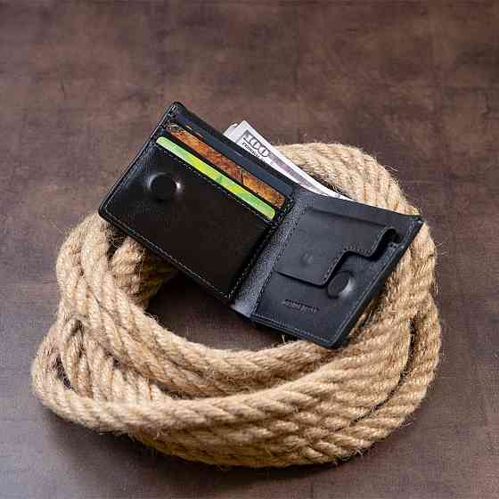 Портмоне вертикальное с круглым магнитом на два отделения GRANDE PELLE 11306 Черное Киев