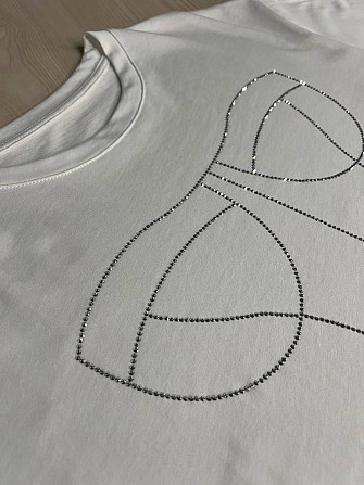 Футболка женская A-N 0098 с камнями имитация корсета оверсайз, белый, one size Одесса - изображение 6