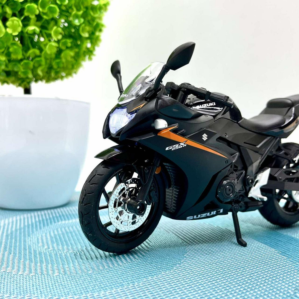 Мотоцикл металопластиковий звуки підсвічування гумові шини рухомі елементи 1:12 Чорний (BG 69-325) Чернігів - фото 3