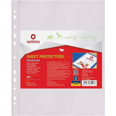 Файл Optima А4+ Premium 50 мкм глянцевых, 100 штук (O35103) Винница - изображение 1