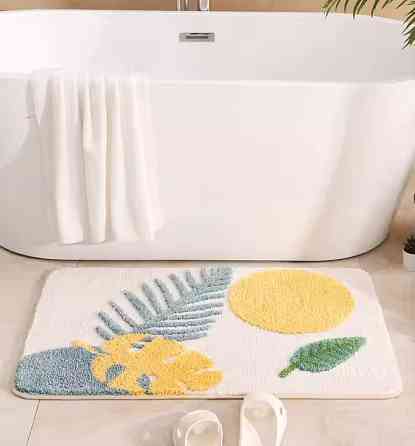 Килимок для ванної кімнати та душу килимок для ніг в душову, мікрофібра, атиковзкий 50х80 см, принт папороть Кам'янець-Подільський