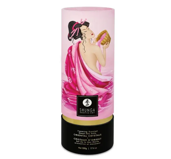 Пінлива сіль для ванни Shunga Dead Sea salt Oriental Crystals — Rose Petal (500 г), сіль Мертвого мо Львів