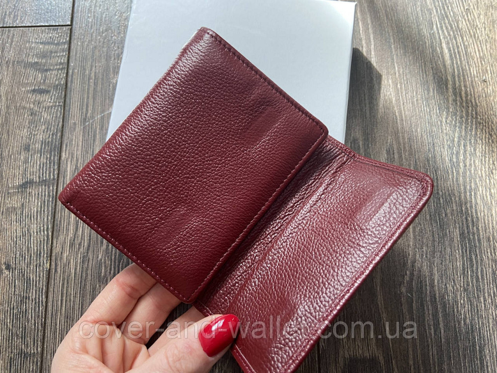 Маленький женский кожаный кошелек под карточки бордоввого цвета ST Leather 2047A Киев - изображение 2
