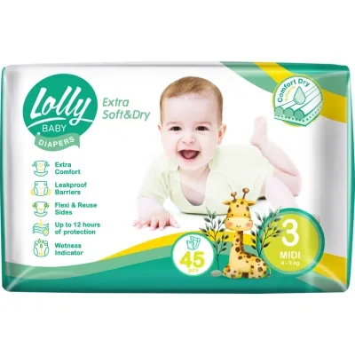 Підгузки Lolly Soft Midi 3 4-9 кг 45 шт (4820174981259) Вінниця - фото 1