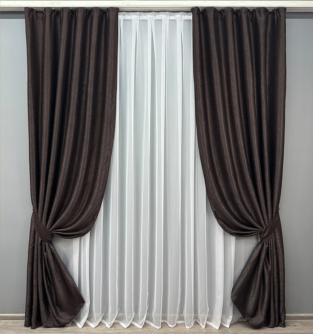 Комплект готових штор VR-Textil Софт № 1166ш Коричневий 150х270 см 2шт (30-973) Київ - фото 2