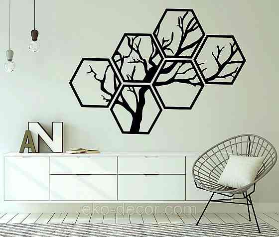 Декоративное настенное Панно «Дерево», Декор на стену 110*78 см, Черный, Ручная работа Киев