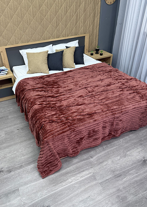 Плед-покривало смужка Шарпей 200х225 см (+-10см) Кораловий (87-153) Київ - фото 6