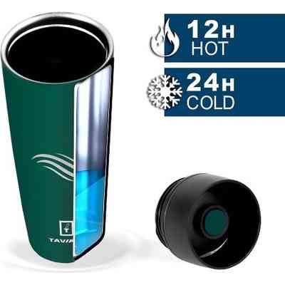 Термокружка Tavialo матовий зелений колір + 2 ущільнювальних кільця 460 мл (190460108) Вінниця