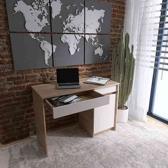 Письмовий стіл із 2 шухлядами та закритою секцією Еверест Сіті-1100 110,1х50,1х76,6 см Дуб сонома/Білий (DTM-071104) Львів