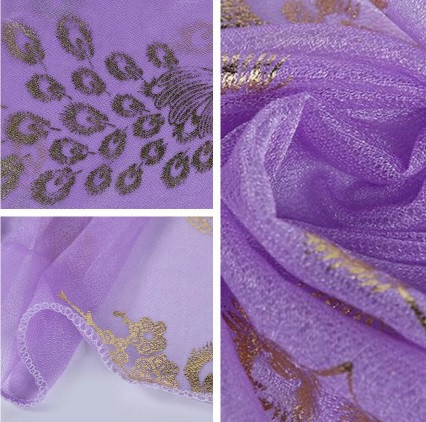 Женский шарф с Павлинами сиреневый 170*40см Киев - изображение 3