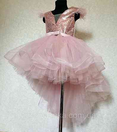 Дитяча сукня видовжене ззаду пудровое 116-134 Кривий Ріг