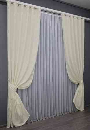 Комплект готовых штор VR-Textil Софт № 1441ш Молочный 140х270 см 2шт (33-0339) Киев
