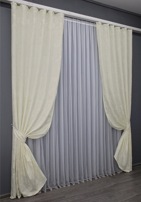 Комплект готових штор VR-Textil Софт № 1441ш Молочний 140х270 см 2шт (33-0339) Київ - фото 3