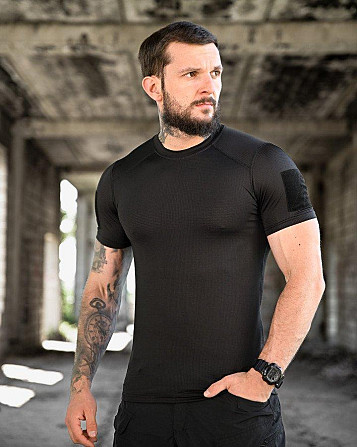 Тактична потовідвідна футболка samuray Cooltuch black Київ - фото 1