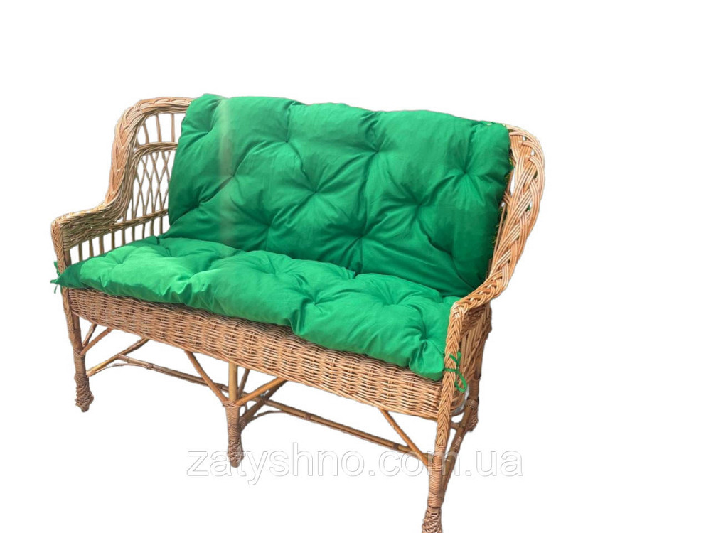 Диван плетеный из лозы с подушкой зеленой Киев - изображение 1