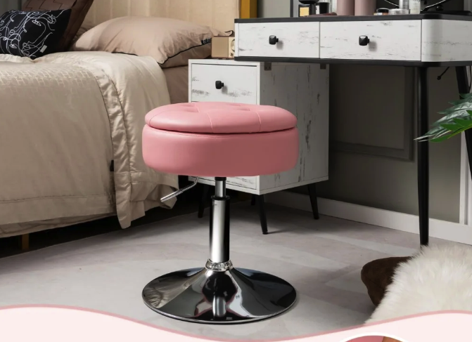 Кресло табурет вращающееся с местом для хранения розовое для спальни и гостиной Киев - изображение 4