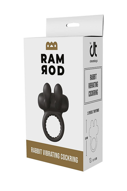 Ерекційне віброкільце Dreamtoys Ramrod Rabbit з вушками для клітора, чорне Sex Aura Київ - фото 8