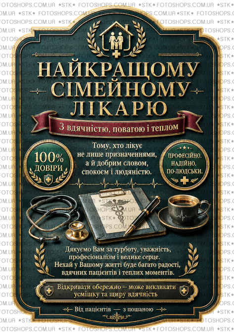 Этикетка на бутылку вина или игристого для семейного врача | Подарочная этикетка и контрэтикетка “Лучшему семейному врачу” | Накле Одесса - изображение 1