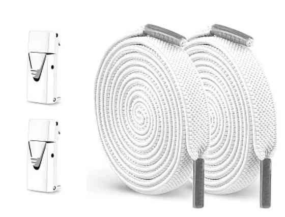 Еластичні шнурки без зав'язок з металевими застібками в колір Білий Смела