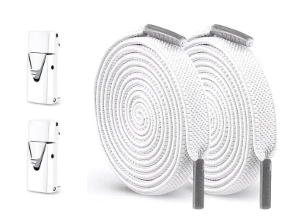 Еластичні шнурки без зав'язок з металевими застібками в колір Білий Смела - изображение 2