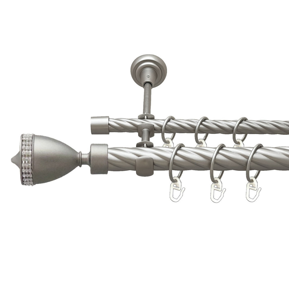 Карниз Orvit Етернія металевий дворядний відкритий скручена труба кільце металеве Сатин 25\16 мм 240 см (00-00023542) Львів - фото 1