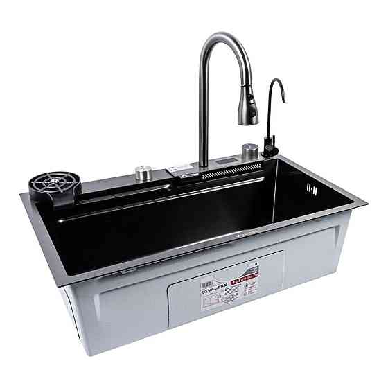 Кухонна мийка VALESO Handmade "Водоспад" 75*45G PVD чорний декор Коломыя