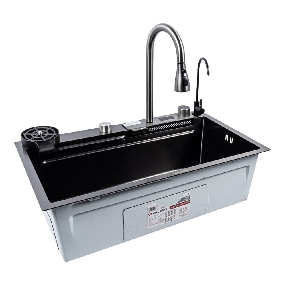 Кухонна мийка VALESO Handmade "Водоспад" 75*45G PVD чорний декор Коломия - фото 5