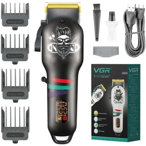 Акумуляторна машинка для стрижки волосся VGR V-699 (2000 мАг, LED-дисплей, 4 насадки, регулювання 0.8-2 мм Одеса