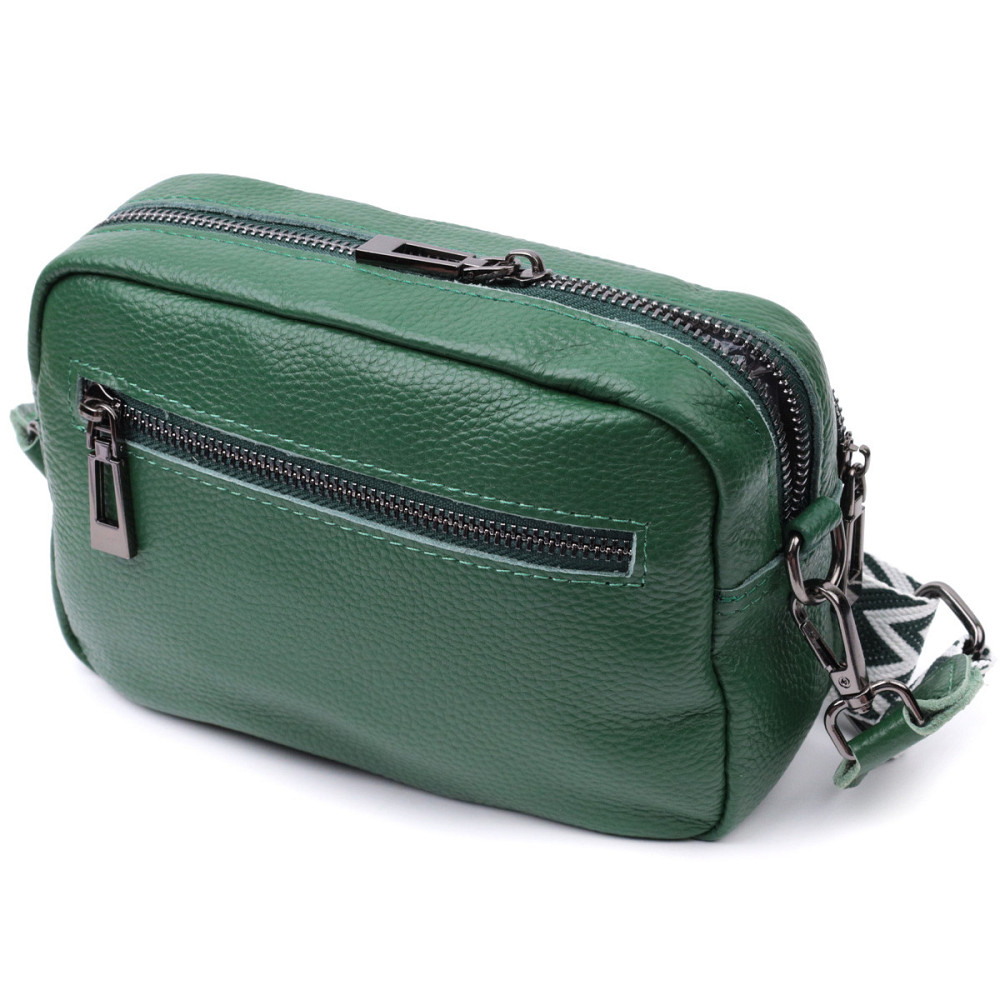 Яркая женская сумка с накладным карманом из натуральной кожи Vintage 22639 Зеленая Киев - изображение 2