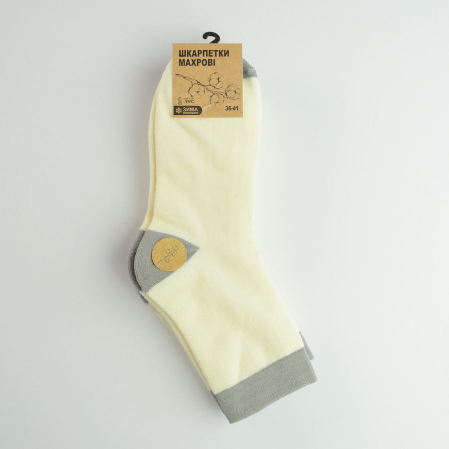 Теплі шкарпетки жіночі класичні у смужку GM Textile Високі 36-41 Ванільний Суми - фото 4