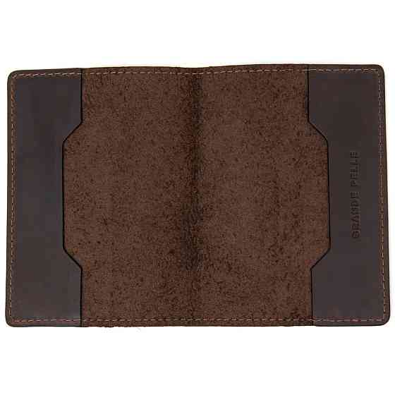 Матова шкіряна обкладинка на паспорт GRANDE PELLE 11481 Коричневий Київ