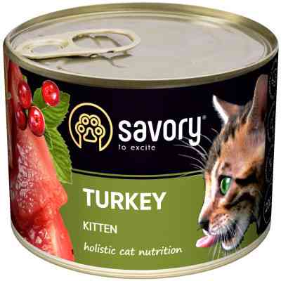 Влажный корм для кошек Savory Cat Can Kitten (индейка) 200 г (4820232630686) Винница